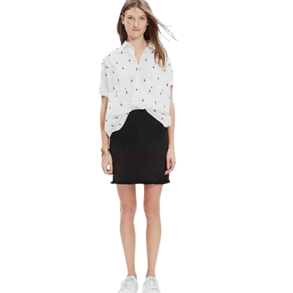 Madewell Black Hideaway Fringe Textured Gauze Mini Skirt size 2
